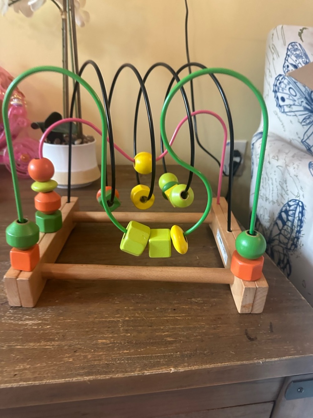 Wooden Bead Maze Activity Toy - Green & Yellow